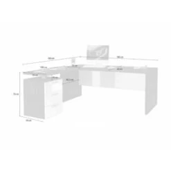 Dmora Scrivania Ad Angolo, Made In Italy, Tavolo Da Computer Minimal, Scrittoio Porta PC, Cm 160x60h75, Colore Bianco Lucido, Con Imballo Rinforzato -Armonia Casa 39027573 3