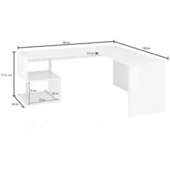 Dmora Scrivania Ad Angolo Per Ufficio E Studio Con Scaffale, Made In Italy, Tavolo Da Computer, Scrittoio Porta PC, Cm 160x60h78, Colore Bianco Lucido, Con Imballo Rinforzato -Armonia Casa 39027740 3