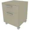 709C - Cassettiera Cameretta-ufficio L 45 Con Ruote E 2 Cassetti H.16+h.32, Con Guide A Chiusura Rallentata 45x45x60 (LxPxH) - Ecru Cappuccino