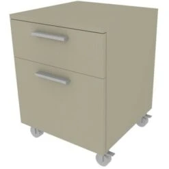 709C - Cassettiera Cameretta-ufficio L 45 Con Ruote E 2 Cassetti H.16+h.32, Con Guide A Chiusura Rallentata 45x45x60 (LxPxH) - Ecru Cappuccino