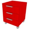 709C3 - Cassettiera Cameretta-ufficio L 45 Con Ruote E 3 Cassetti H.16, Con Guide A Chiusura Rallentata 45x45x60 (LxPxH) - Rosso