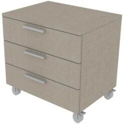 809C3 - Cassettiera Cameretta-ufficio L 60 Con Ruote E 3 Cassetti H.16, Con Guide A Chiusura Rallentata 60x45x60 (LxPxH) - Effetto Tessuto