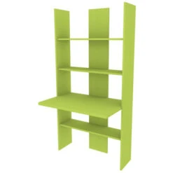 999SC - Libreria Cameretta O Soggiorno Con Scrivania, Design Moderno Pulito Ed Essenziale 177x90x58,2 - Verde Lime