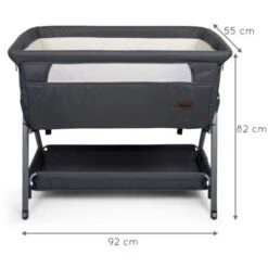 Culla Da Letto Per Neonati Elia 92x55x82 Cm Grigio Scuro Baninni -Armonia Casa 39383654 3