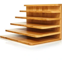 Blumfeldt Raccoglitore Per Lettere Con 5 Scomparti DIN A4 25x17,5x16cm Orizzontale O Verticale Bambù -Armonia Casa 39491117 3