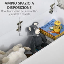 HOMCOM Panca Contenitore Multiuso Con Coperchio Apribile - Bianco -Armonia Casa 39494248 4