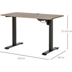 Vinsetto Scrivania Sollevabile A 4 Altezze Regolazione Elettrica Struttura In Metallo E Legno - Teak Nero -Armonia Casa 39494378 3