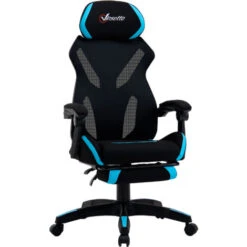 Vinsetto Sedia Gaming Con Supporto Lombare E Altezza Regolabile In Tessuto - Nero