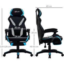 Vinsetto Sedia Gaming Con Supporto Lombare E Altezza Regolabile In Tessuto - Nero -Armonia Casa 39507143 3