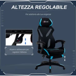 Vinsetto Sedia Gaming Con Supporto Lombare E Altezza Regolabile In Tessuto - Nero -Armonia Casa 39507143 4