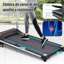 Tapis Roulant Elettrico Pieghevole, Tapis Roulant Con Schermo E Monitor Pulsazioni, 1-12 Km/h, Nero -Armonia Casa 39665919 3