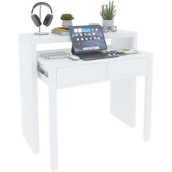 Scrivania Allungabile Con 2 Cassetti Tavolo Consolle Estensibile Studio Salvaspazio Con Ripiano Ideale Disegno Soggiorno Camera Salotto Ingresso Corridoio 99 X 88 X 36 Cm (Bianco) -Armonia Casa 39696589 3