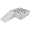 KiddyMoon Area Di Gioco In Schiuma Con Quadrato Piscina Di Palline (200 Palline) Per Bambini, Grigioch:Bianco/Grigio/Menta