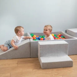 KiddyMoon Area Di Gioco In Schiuma Con Quadrato Piscina Di Palline (200 Palline) Per Bambini, Grigioch:Bianco/Grigio/Menta -Armonia Casa 39781532 4