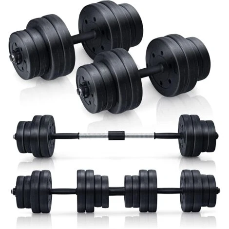 GOPLUS 2 In 1 Set Di Manubri Regolabili Per Allenamento Fitness Manubri Combinati Pesi Bilanciere Da 30kg Con Barra Di Collegamento E 16 Dischi, 8 X 2,5 Kg E 8 X 1,25KG 1 GOPLUS 2 In 1 Set Di Manubri Regolabili Per Allenamento Fitness Manubri Combinati Pesi Bilanciere Da 30kg Con Barra Di Collegamento E 16 Dischi, 8 X 2,5 Kg E 8 X 1,25KG