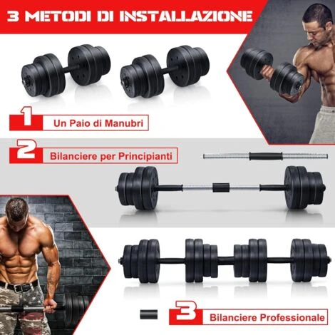 GOPLUS 2 In 1 Set Di Manubri Regolabili Per Allenamento Fitness Manubri Combinati Pesi Bilanciere Da 30kg Con Barra Di Collegamento E 16 Dischi, 8 X 2,5 Kg E 8 X 1,25KG 4 GOPLUS 2 In 1 Set Di Manubri Regolabili Per Allenamento Fitness Manubri Combinati Pesi Bilanciere Da 30kg Con Barra Di Collegamento E 16 Dischi, 8 X 2,5 Kg E 8 X 1,25KG - immagine 4