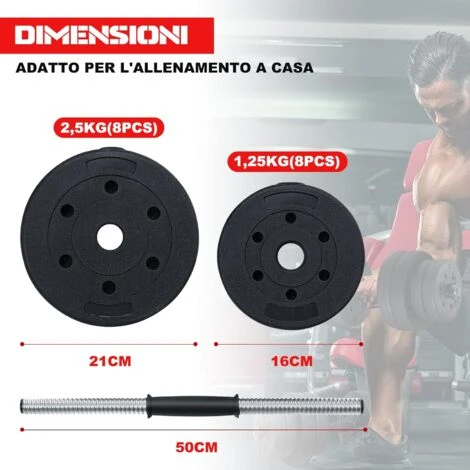 GOPLUS 2 In 1 Set Di Manubri Regolabili Per Allenamento Fitness Manubri Combinati Pesi Bilanciere Da 30kg Con Barra Di Collegamento E 16 Dischi, 8 X 2,5 Kg E 8 X 1,25KG 5 GOPLUS 2 In 1 Set Di Manubri Regolabili Per Allenamento Fitness Manubri Combinati Pesi Bilanciere Da 30kg Con Barra Di Collegamento E 16 Dischi, 8 X 2,5 Kg E 8 X 1,25KG - immagine 5