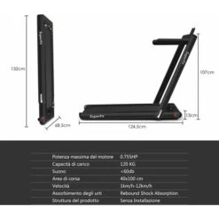 Tapis Roulant Elettrico Pieghevole, Velocit¨¤ Regolabile 1-12 Km/h, Altoparlante Bluetooth E Display A LED, Con Telecomando E Supporto Per Telefono, Portata 120 Kg 7 Tapis Roulant Elettrico Pieghevole, Velocit¨¤ Regolabile 1-12 Km/h, Altoparlante Bluetooth E Display A LED, Con Telecomando E Supporto Per Telefono, Portata 120 Kg -Armonia Casa 40013207 3