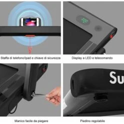 Tapis Roulant Elettrico Pieghevole, Velocit¨¤ Regolabile 1-12 Km/h, Altoparlante Bluetooth E Display A LED, Con Telecomando E Supporto Per Telefono, Portata 120 Kg 9 Tapis Roulant Elettrico Pieghevole, Velocit¨¤ Regolabile 1-12 Km/h, Altoparlante Bluetooth E Display A LED, Con Telecomando E Supporto Per Telefono, Portata 120 Kg -Armonia Casa 40013207 5