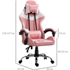 Vinsetto Sedia Da Gaming Ergonomica Con Altezza Regolabile E Reclinabile - Rosa -Armonia Casa 40078363 3