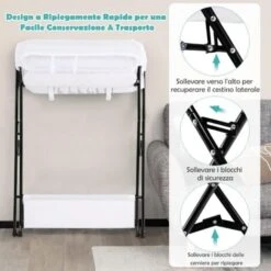 COSTWAY Fasciatoio Pieghevole, Fasciatoio Portatile Da Viaggio, 80x67x103 Cm, Bagnetto Fasciatoio Neonato Con Organizer E Ripiano, 0-12 Mesi (Bianco) -Armonia Casa 40461296 4