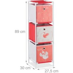 Relaxdays Scaffale Per Giocattoli Con 3 Scatole, Bambini Bambine Design Swan Princess HBT 89x27,5x30 Cm, Bianco/Rosso -Armonia Casa 40994566 4