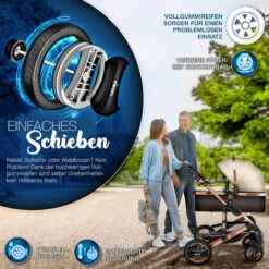 KIDUKU® 3 In 1 Passeggino Completo Trio - Marrone Passeggino Sistema Combinato Con Navicella Ovetto Seggiolino Auto Coprigambe Pneumatici In Gomma Dura Borsa Fasciatoio Parapioggia Tavolo Per Bambin -Armonia Casa 41586638 3