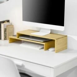 SoBuy Supporto Monitor Pc Da Scrivania Per 2 Monitors Con Altezze Regolabili Supporto Monitor Scrivania Accessori Scrivania BBF07-N -Armonia Casa 41821927 4