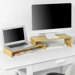 SoBuy Supporto Monitor Pc Da Scrivania Per 2 Monitors Con Altezze Regolabili Supporto Monitor Scrivania Accessori Scrivania BBF07-N -Armonia Casa 41821927 5