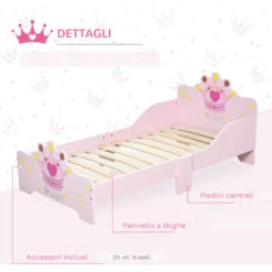 HOMCOM Letto Per Bambini Da 3-6 Anni In Legno - Rosa -Armonia Casa 41943838 4