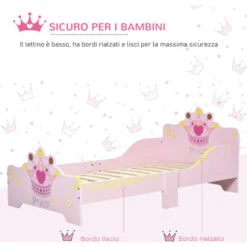 HOMCOM Letto Per Bambini Da 3-6 Anni In Legno - Rosa -Armonia Casa 41943838 5