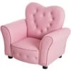 HOMCOM Poltroncina Per Bambini Imbottita, Poltrona Per Cameretta Con Rivestimento In PVC E Struttura In Legno, 59x41.5x49cm, Rosa