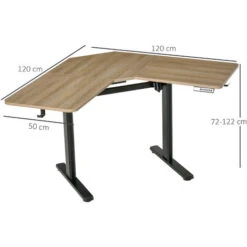 Vinsetto Scrivania Angolare Sollevabile A 4 Altezze Con Regolazione Elettrica, Alluminio E MDF, 167x101x72-122cm, Colore Legno -Armonia Casa 41949774 3