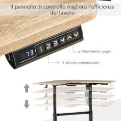 Vinsetto Scrivania Angolare Sollevabile A 4 Altezze Con Regolazione Elettrica, Alluminio E MDF, 167x101x72-122cm, Colore Legno -Armonia Casa 41949774 4