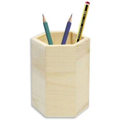 Portapenna In Legno Esagonale Da Scrivania Portaoggetti Organizer Per Decoupage Contenitore Per Cancelleria Porta Penna Da Casa Ufficio