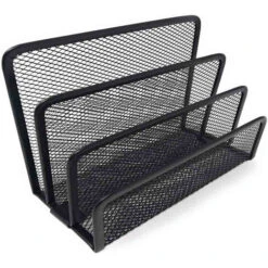 Set Di Accessori Ufficio 5 Pezzi Con Portapenne Porta Lettere Documenti E Bigliettini Da Visita Organizer A Rete Metallica Traforata Nero -Armonia Casa 42718668 4