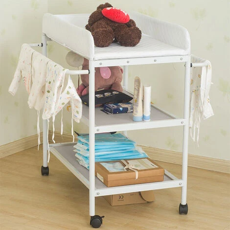 Fasciatoio 3 Strati, Portatile, Fasciatoio Baby Room Con 4 Ruote 1 Fasciatoio 3 Strati, Portatile, Fasciatoio Baby Room Con 4 Ruote