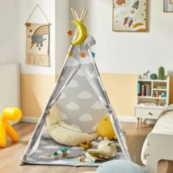 SoBuy Tenda Indiani Bambini Teepee Bambini Casette Bambini Tenda Per Bambini Casetta Da Giardino Per Bambini Modello Nuvola OSS03-A01 -Armonia Casa 42844496 5