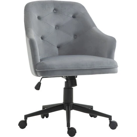 Vinsetto Sedia Da Ufficio Girevole Ergonomica Con Ruote E Altezza Regolabile Rivestimento In Velluto - Grigio 1 Vinsetto Sedia Da Ufficio Girevole Ergonomica Con Ruote E Altezza Regolabile Rivestimento In Velluto - Grigio