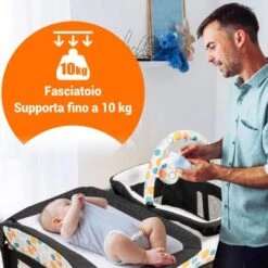 4 In 1 Culla Da Viaggio Lettino Per Neonati Box Portatile, Pieghevole Con Ruote E Materassino, Borsa Di Trasporto E Giochi Inclusi, Blu 8 4 In 1 Culla Da Viaggio Lettino Per Neonati Box Portatile, Pieghevole Con Ruote E Materassino, Borsa Di Trasporto E Giochi Inclusi, Blu -Armonia Casa 43905604 4