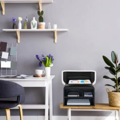 Relaxdays Supporto Per Stampante Da Scrivania, 3 Scomparti, Portadocumenti & Portacarta, Organizer Salvaspazio, Nero -Armonia Casa 44004977 5