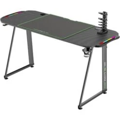 Scrivania Da Gioco, Scrivania Da Gioco Ergonomica, Tavolo Da Gioco Per Computer, Computer O Console Per Videogiochi, Design Moderno, Tavolo Per PC Con Portabicchieri E Gancio Per Cuffie, Struttura In -Armonia Casa 44873053 5