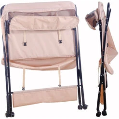 Fasciatoio Pieghevole Con Cestello Portaoggetti Fasciatoio Regolabile In Altezza Con Struttura In Ferro Carico Massimo 25 Kg Per Neonati Rosa -Armonia Casa 45320735 4