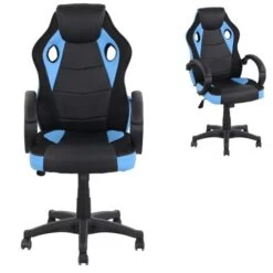 Poltrona Gaming Gioco Imbottita Ecopelle Ragazzi Ufficio Ergonomica Nero Blu