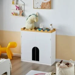 SoBuy Cassettiera Per Bambini Mobiletti Per La Cameretta Ragazzi Armadietto Portaoggetti Scaffale Per Cameretta L86xP30xA87cm, KMB44-W -Armonia Casa 45759720 5