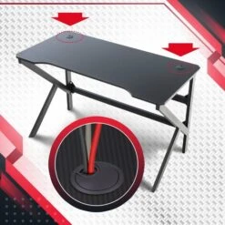 Scrivania Gaming Lewiston LED Rosso -Armonia Casa 46567215 5