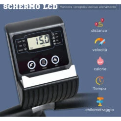 HOMCOM Cyclette Orizzontale Con Schienale E Seduta Regolabile, 8 Resistenze E Monitor LCD, 121.5-136x62.5x98cm - Grigio -Armonia Casa 48390434 4