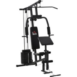HOMCOM Stazione Fitness Per Allenamento A Casa E Professionale, Palestra Multifunzione In Acciaio, 148x108x207cm - Nero