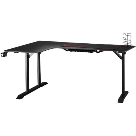 HOMCOM Scrivania Angolare Per Gaming E Ufficio Con Gancio Per Cuffie, Porta Tazza, Supporto Gamepad E Tappetino - Nero 1 HOMCOM Scrivania Angolare Per Gaming E Ufficio Con Gancio Per Cuffie, Porta Tazza, Supporto Gamepad E Tappetino - Nero