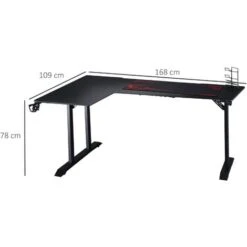 HOMCOM Scrivania Angolare Per Gaming E Ufficio Con Gancio Per Cuffie, Porta Tazza, Supporto Gamepad E Tappetino - Nero 7 HOMCOM Scrivania Angolare Per Gaming E Ufficio Con Gancio Per Cuffie, Porta Tazza, Supporto Gamepad E Tappetino - Nero -Armonia Casa 48390553 3